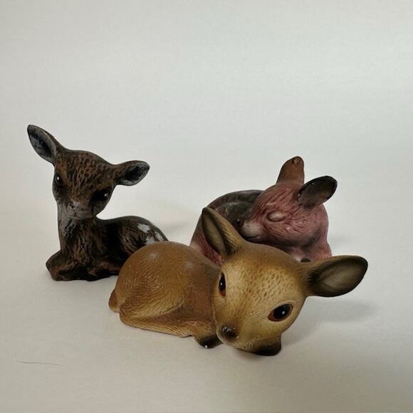 Lefton Figurine (1) Fawn/Deer (2) Unmarked Set, Animals Hand painted VTG - Picture 7 of 15